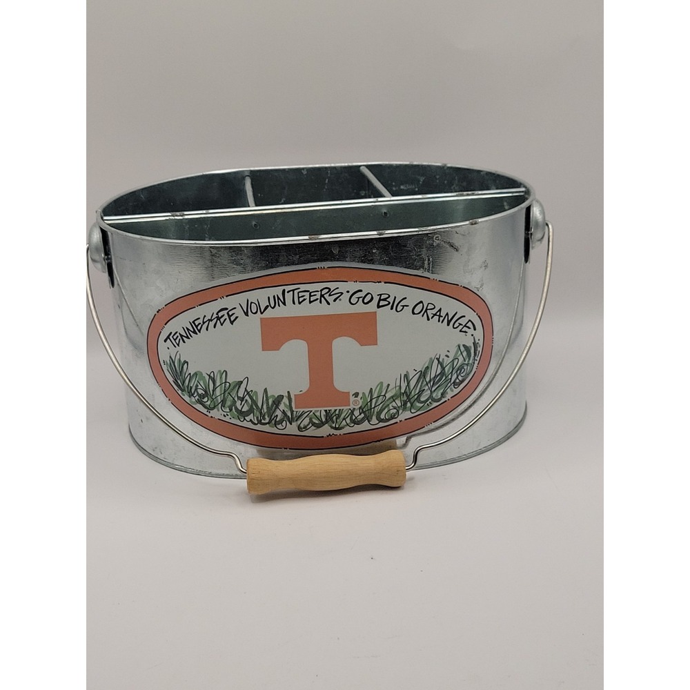 Tennessee Volunteers Galvanized Metal Utensil Caddy Holder Go Big Orange UT Vols